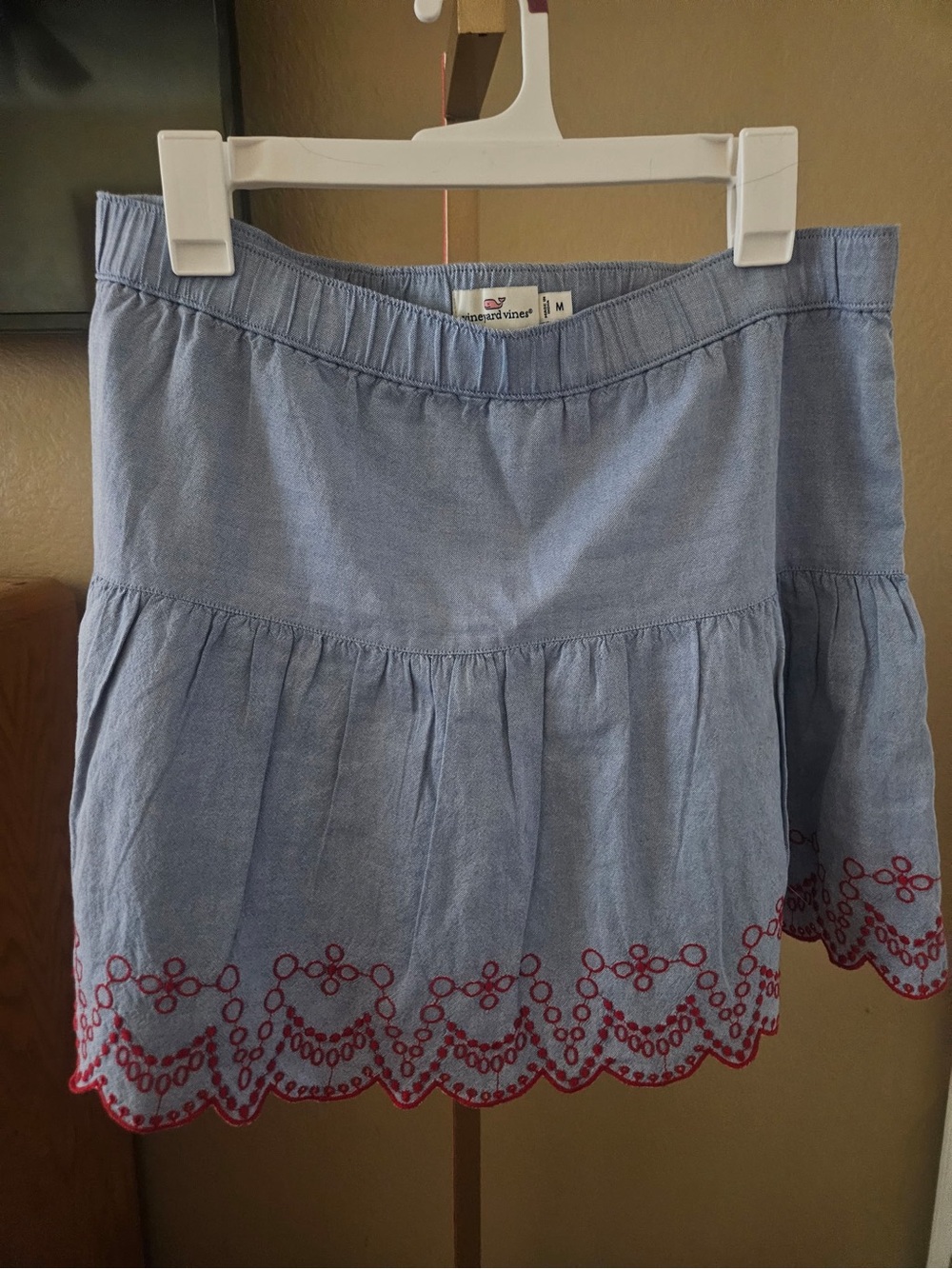 Vineyard Vines Light Blue Embroidered Tiered Skirt size M